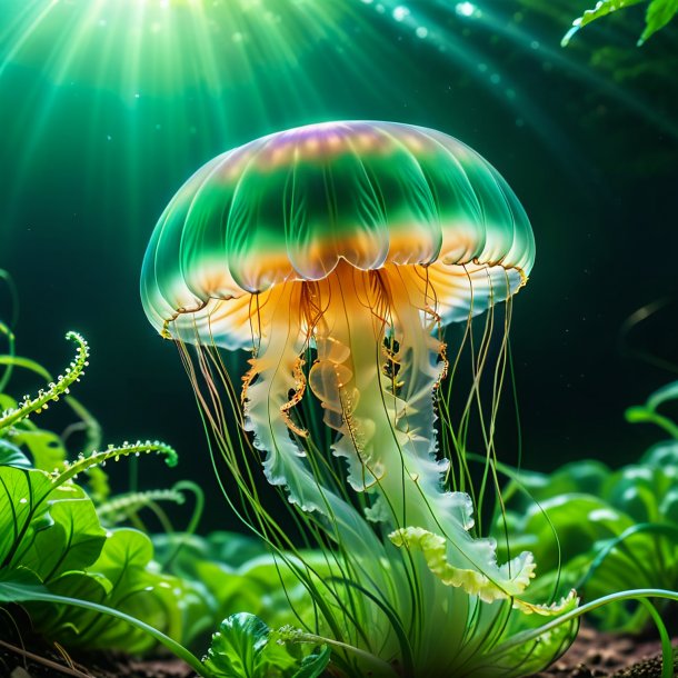 Foto de una medusa en un cinturón verde