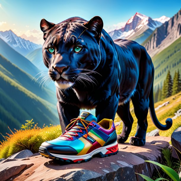 Pic of a panther in a shoes in the mountains