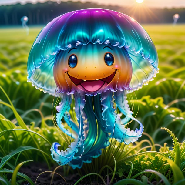 Picture of a smiling of a jellyfish on the field