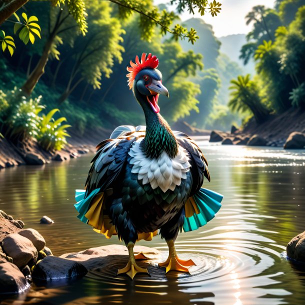 Photo of a dodo in a skirt in the river