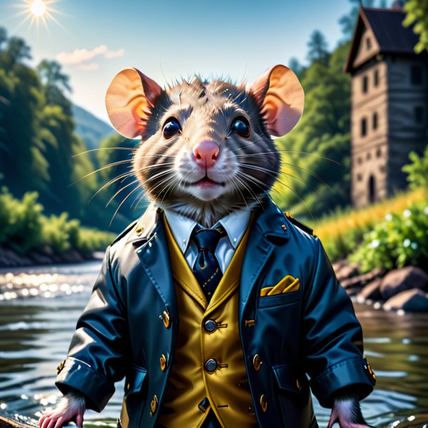 Image of a rat in a jacket in the river