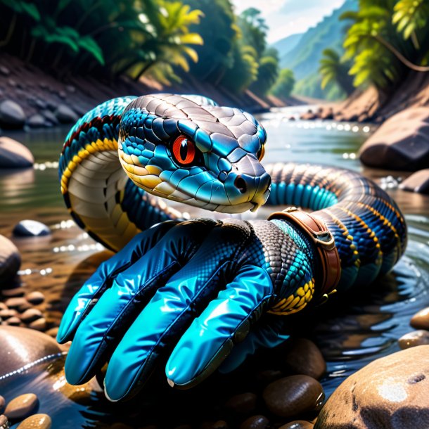 Picture of a cobra in a gloves in the river