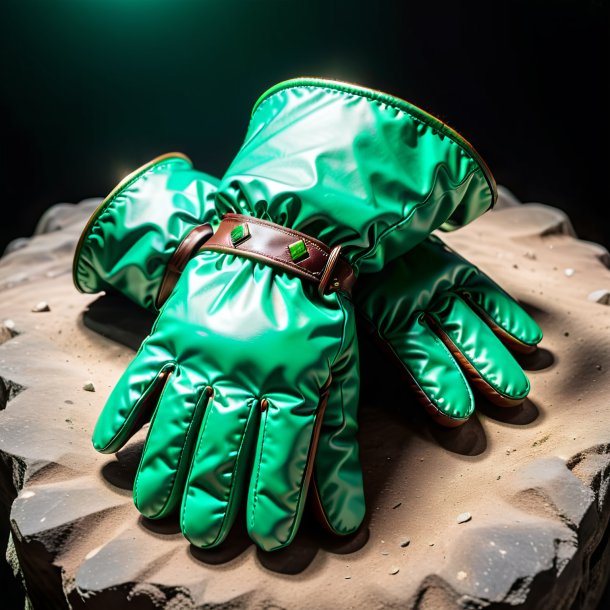 Photography of a green gloves from stone