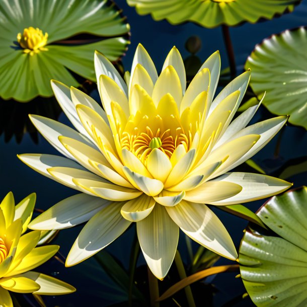 "depiction of a wheat water lily, yellow"