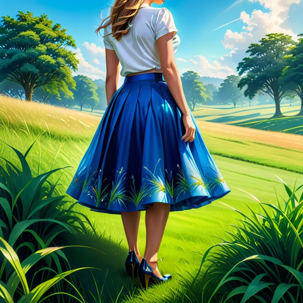 Illustration of a blue skirt from grass