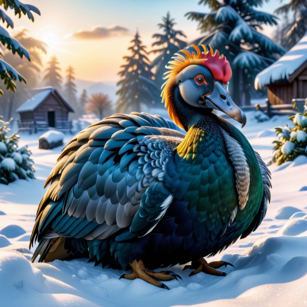 Pic of a sleeping of a dodo in the snow