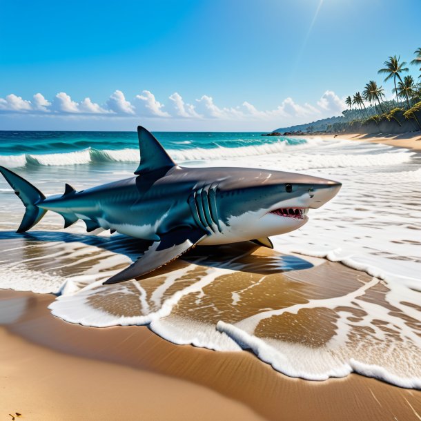 Picture of a waiting of a shark on the beach