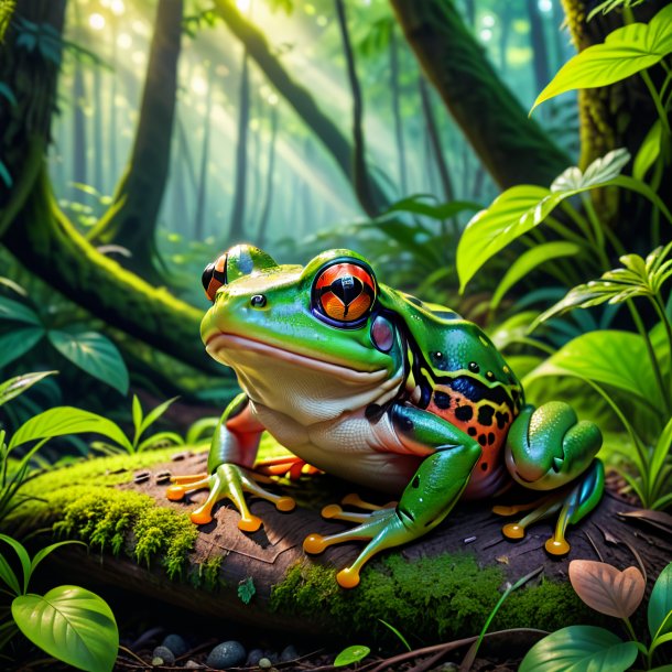 Image of a resting of a frog in the forest