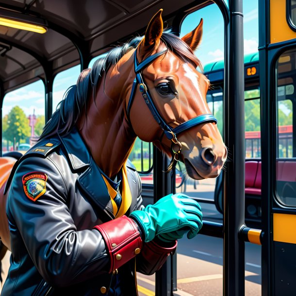 Drawing of a horse in a gloves on the bus stop