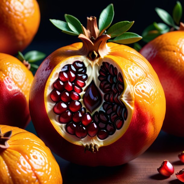 Illustration of a orange pomegranate