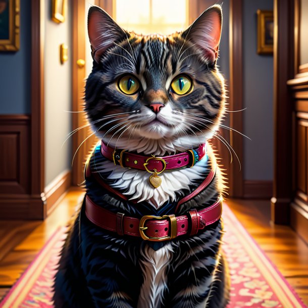 Illustration d'un chat dans une ceinture dans la maison