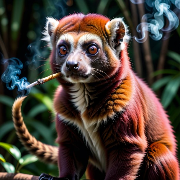 Pic of a maroon smoking lemur