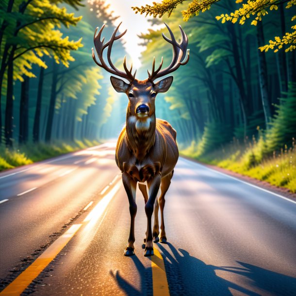 Image d'une menace de cerf sur la route