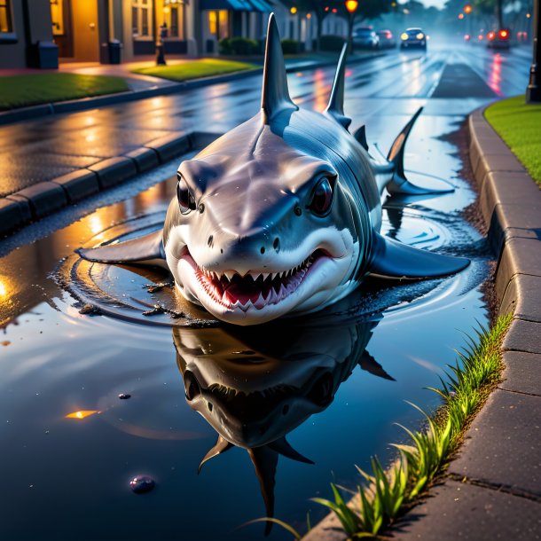 Pic of a smoking of a hammerhead shark in the puddle