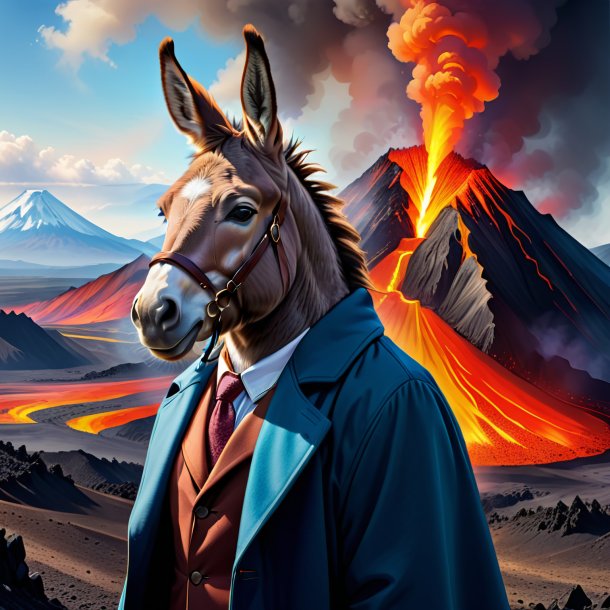 Drawing of a donkey in a coat in the volcano