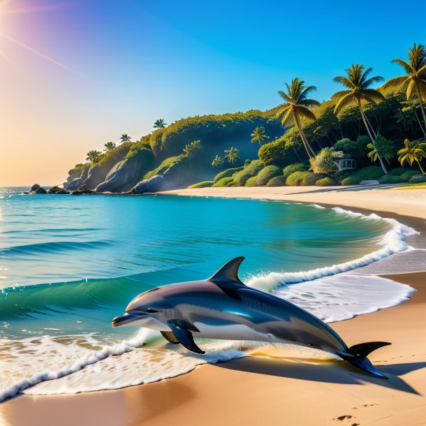 Photo d'une attente d'un dauphin sur la plage