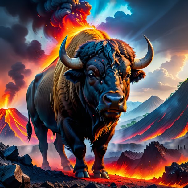 Image of a crying of a buffalo in the volcano