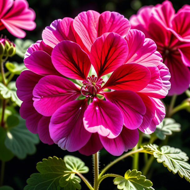 "figure of a hot pink geranium, rose"