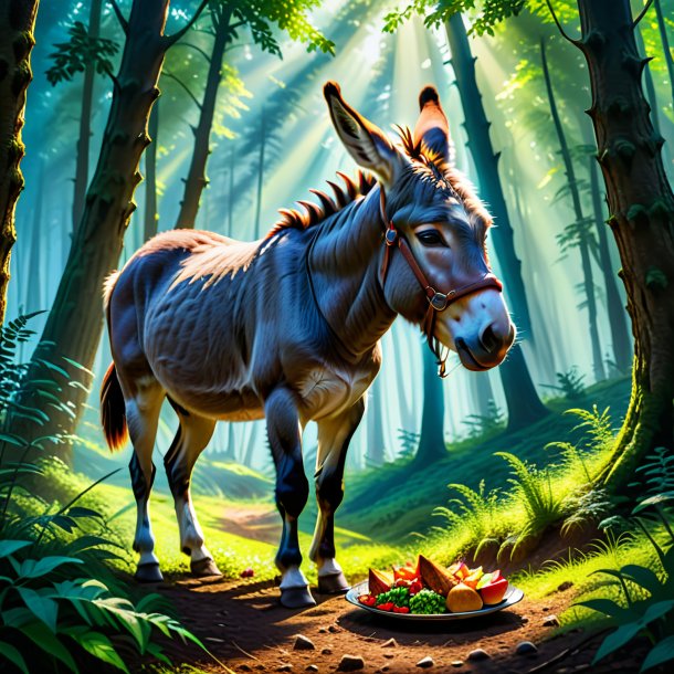 Pic of a eating of a donkey in the forest