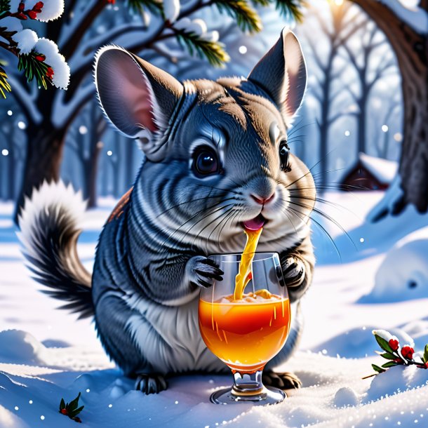 Pic d'une boisson de chinchillas dans la neige