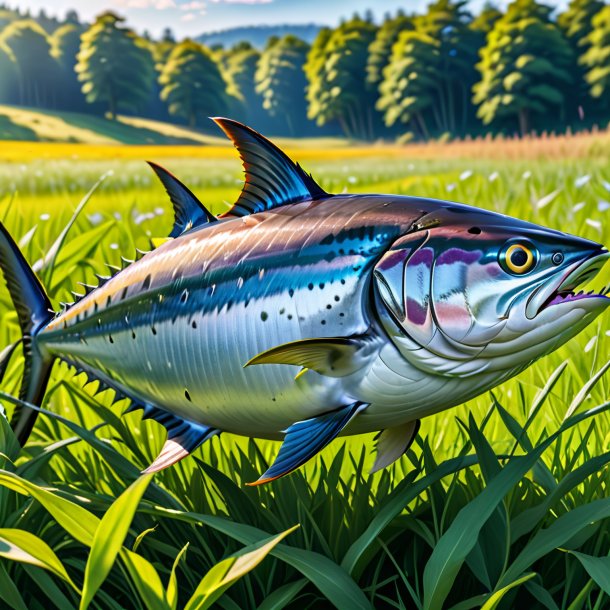 Image of a playing of a tuna in the meadow