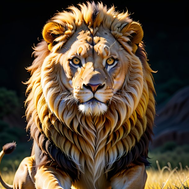 Image of a lion in a yellow belt