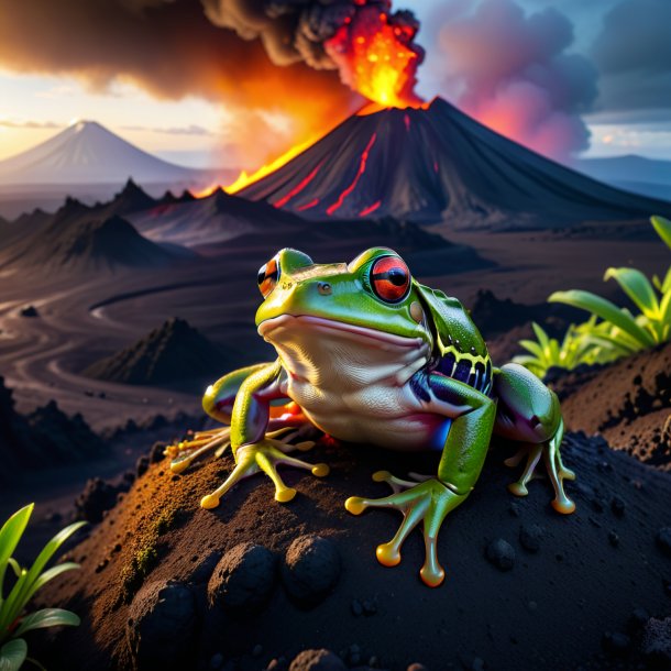 Pic of a resting of a frog in the volcano