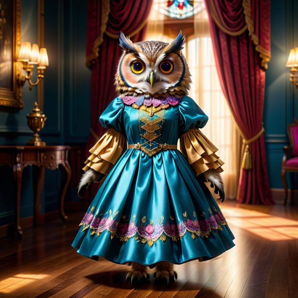 Image of a owl in a dress in the house