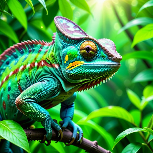 Image of a chameleon in a green belt