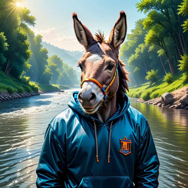 Drawing of a donkey in a hoodie in the river