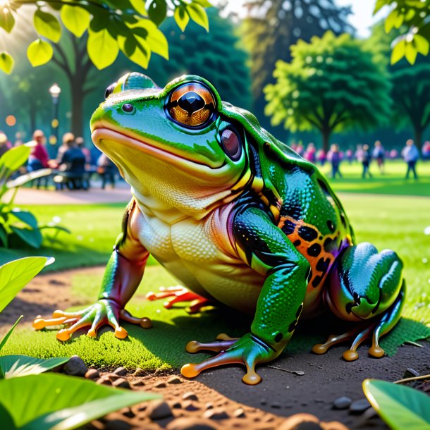 Foto de um jogo de um sapo no parque