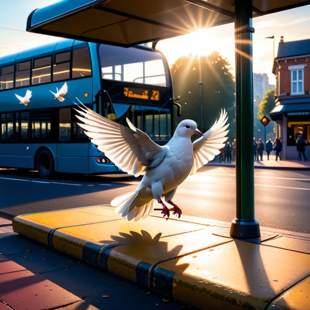 Image d'un jeu d'une colombe sur l'arrêt de bus