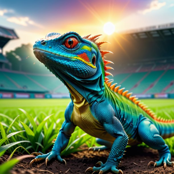 Pic of a threatening of a lizard on the field