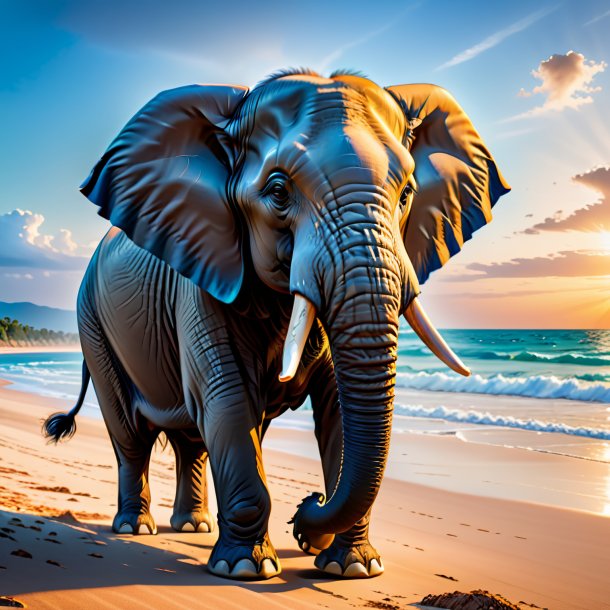 Pic of a angry of a elephant on the beach