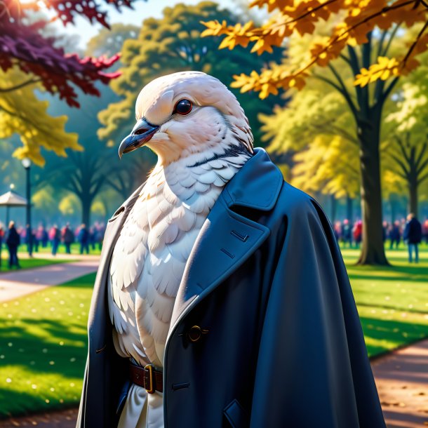 Dessin d'une colombe dans un manteau dans le parc