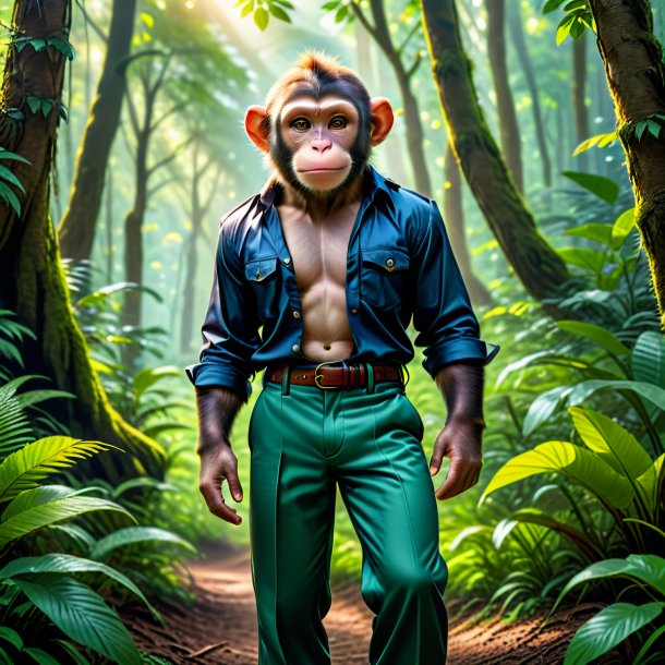 Pic d'un singe dans un pantalon dans la forêt