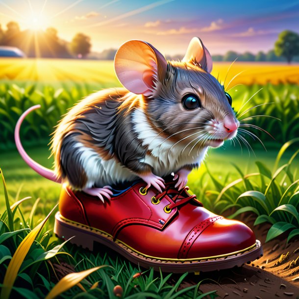 Illustration d'une souris dans une chaussure sur le terrain