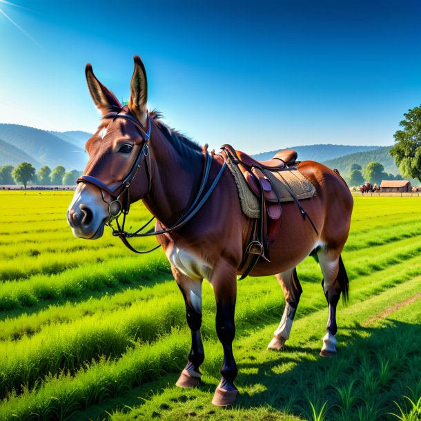 Pic of a waiting of a mule on the field