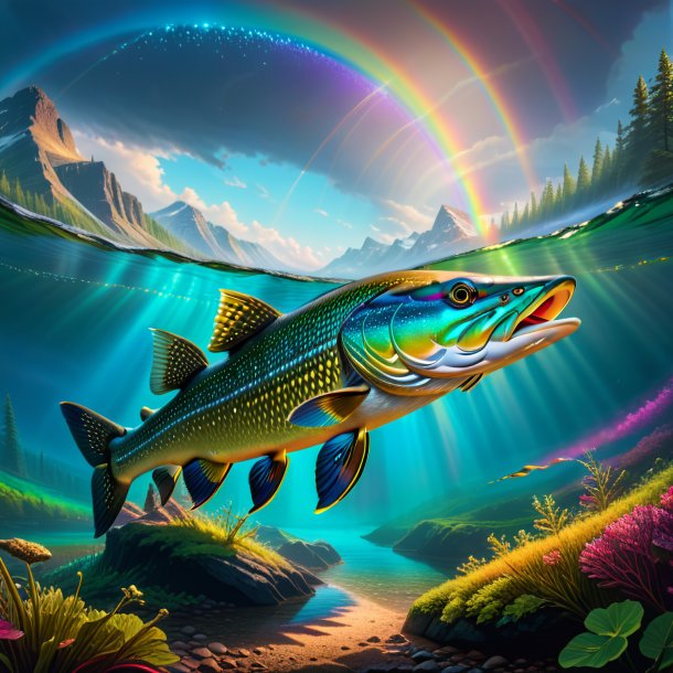 Pic of a waiting of a pike on the rainbow