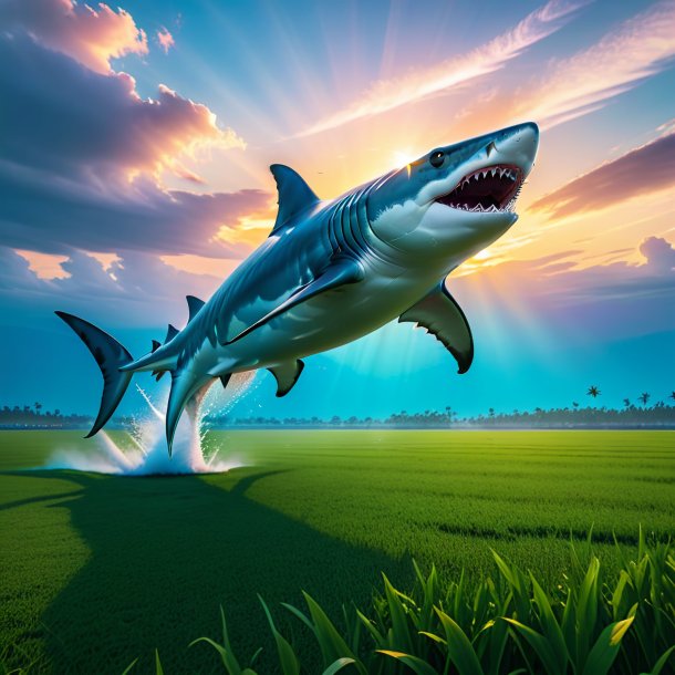 Pic of a dancing of a hammerhead shark on the field