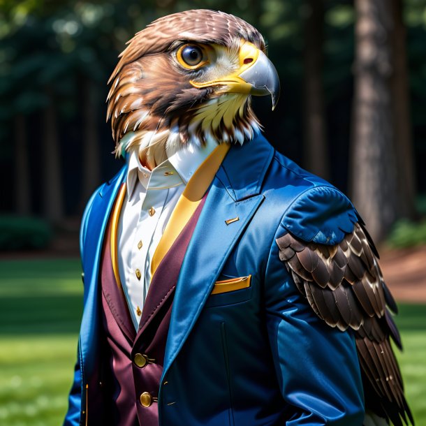 Image of a hawk in a blue jacket