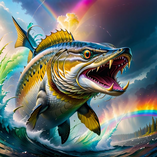 Image of a angry of a pike on the rainbow