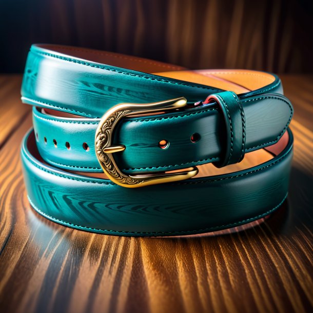 Picture of a teal belt from wood