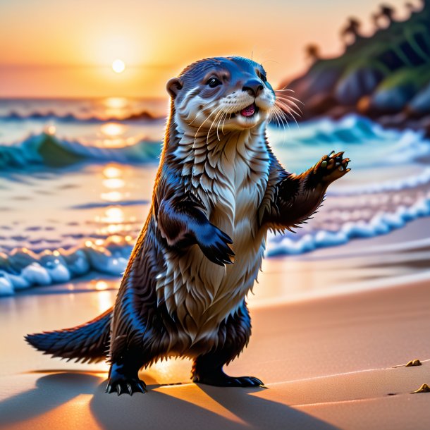 Image of a dancing of a otter on the beach