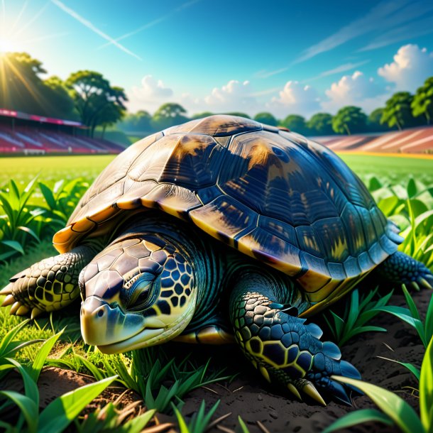 Photo d'un sommeil d'une tortue sur le terrain