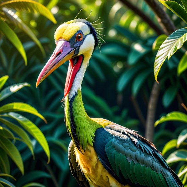 Image of a lime smiling stork