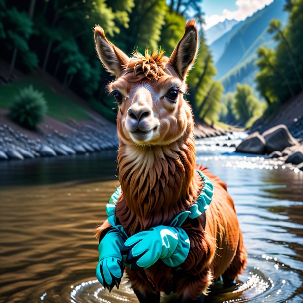 Image d'un lama dans un gants dans la rivière