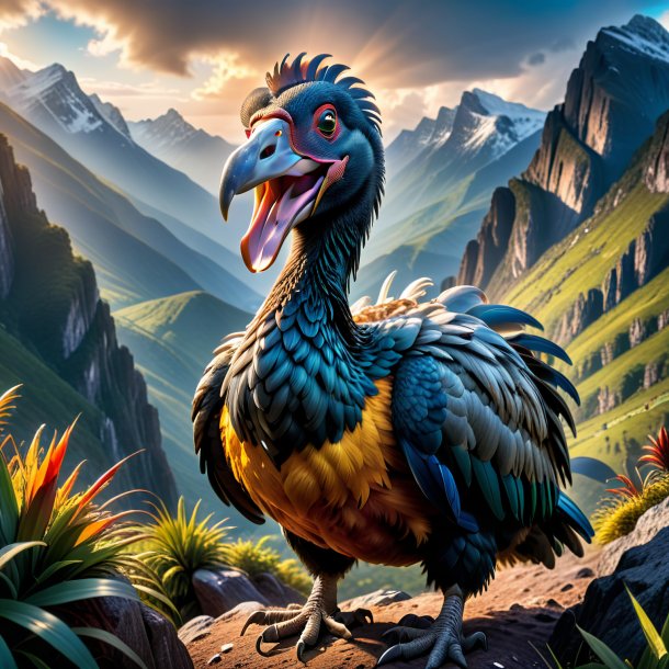 Photo of a threatening of a dodo in the mountains