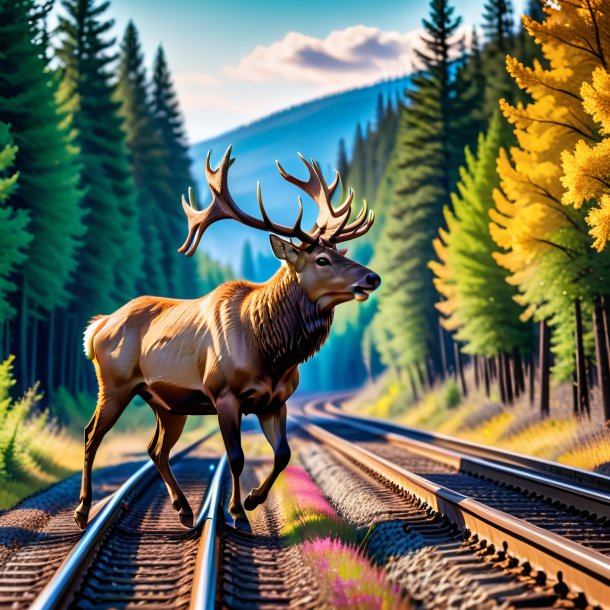 Pic of a dancing of a elk on the railway tracks