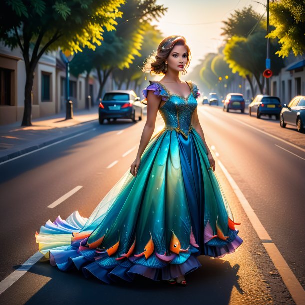 Photo of a fish in a dress on the road